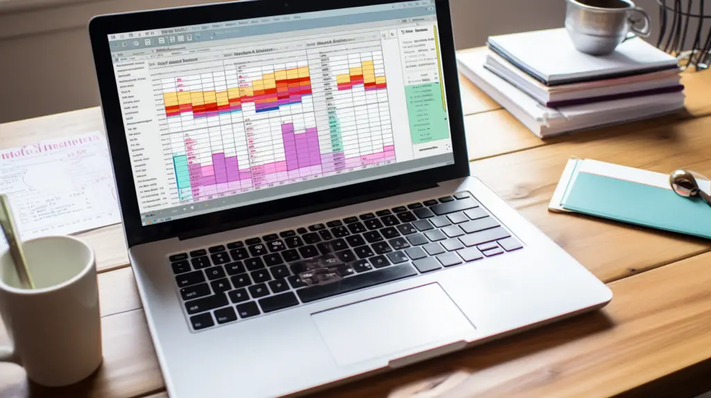 Laptop with trading journal information graphed