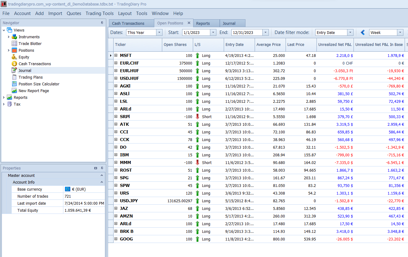 TradingDiary Pro Dashboard